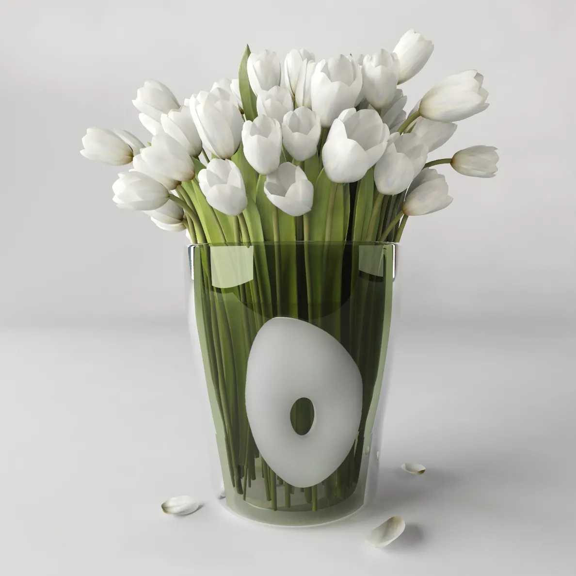 decoration – Vase with white poppies  65 3D Model