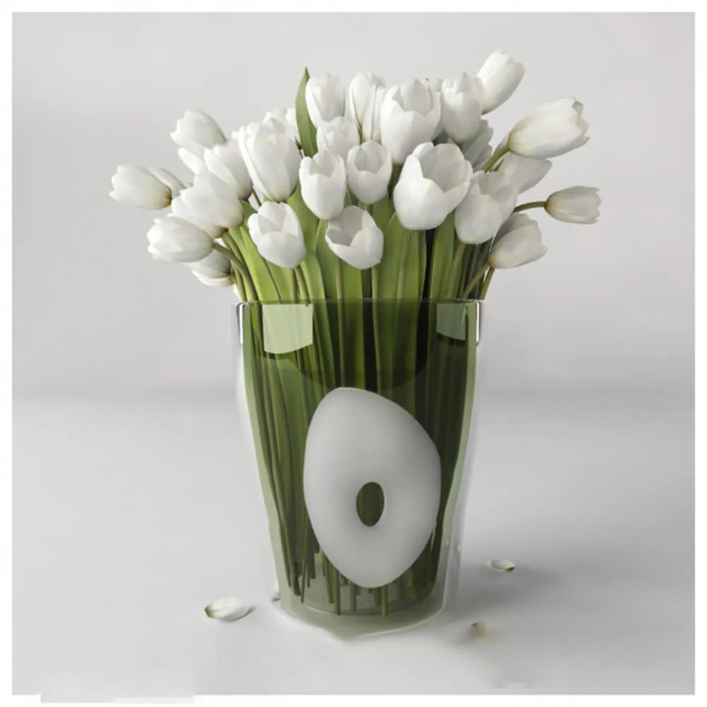 decoration – Vase with white tulips 3D Model