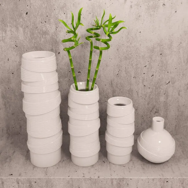 decoration – Vases and bamboo set 1 3D Model