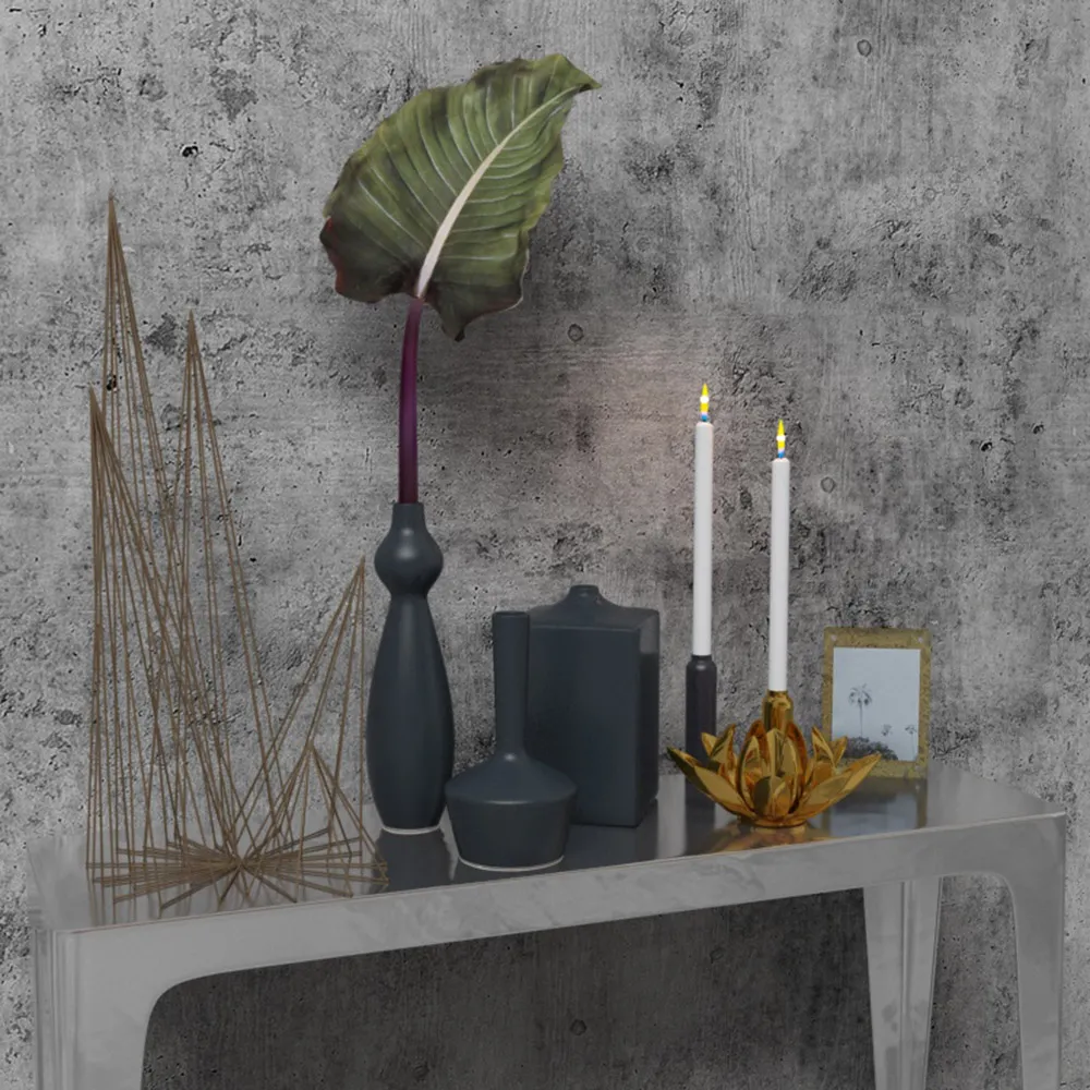 decoration – Vases and candles 3D Model