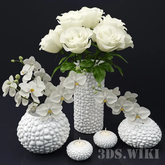 decoration – Vases and flowers for 3D Model