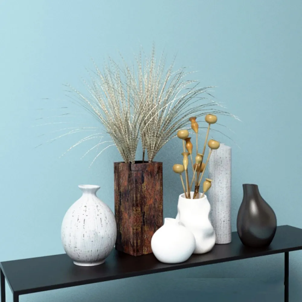 decoration – Vases of different shapes with plants 3D Model