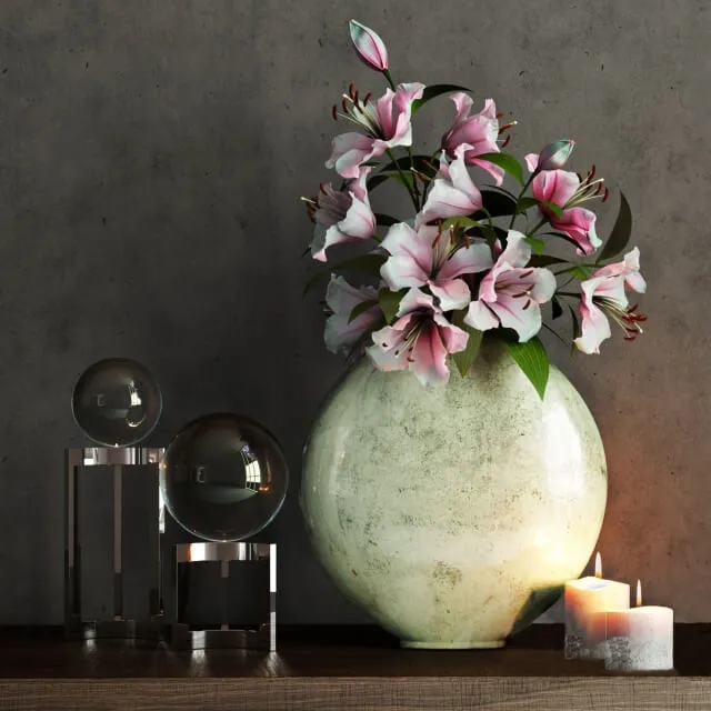 decoration – Vases with flowers 3D Model