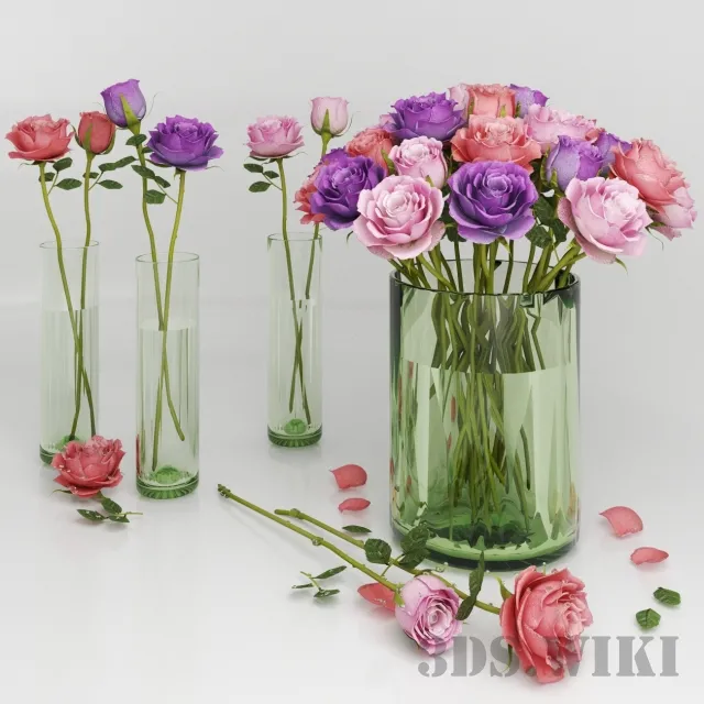 decoration – Very beautiful bouquets of colorful roses 3D Model