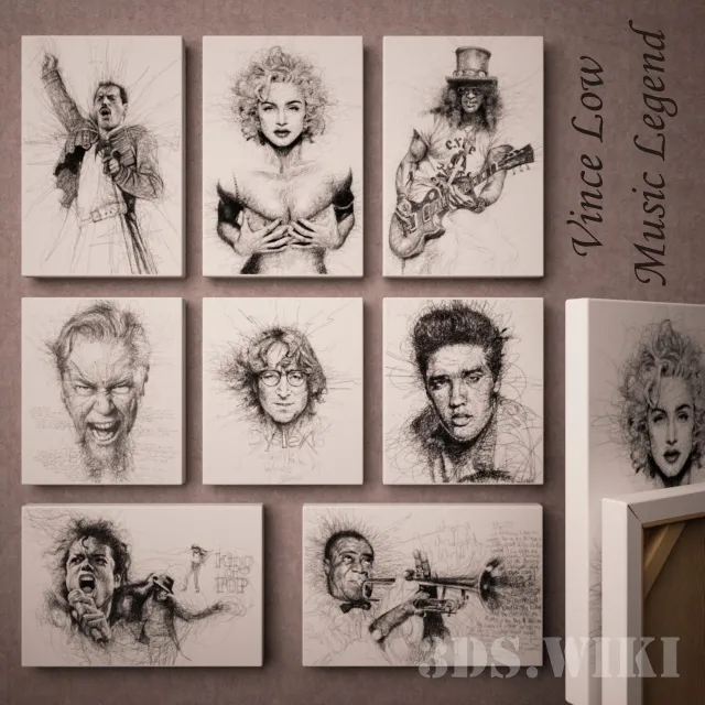 decoration – Vince Low Music Legends Pictures 3D Model