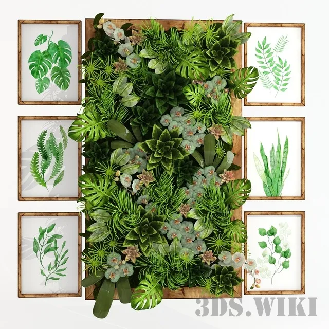 decoration – Wall decoration with plants 3D Model