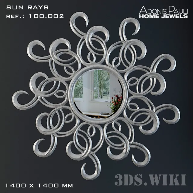 decoration – Wall Mirror Adonis Pauli Sun Rays 3D Model