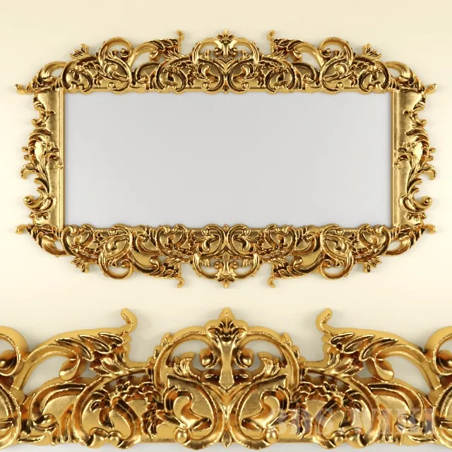 decoration – Wall mirror with gold frame 3D Model
