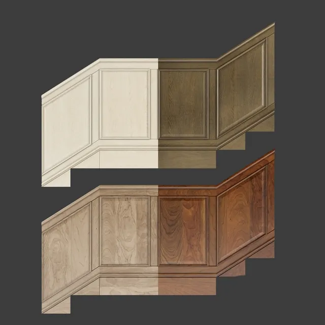 decoration – Wall panels set 4 3D Model