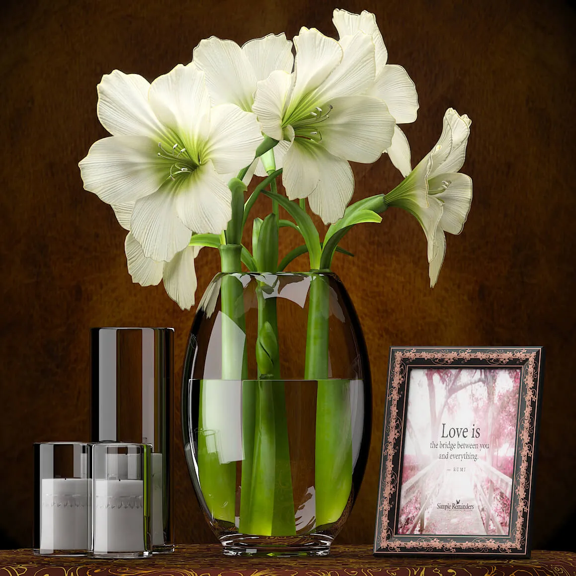 decoration – White Amaryllis 04 3D Model