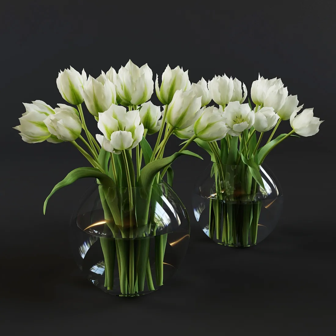 decoration – White and green tulips 102 3D Model