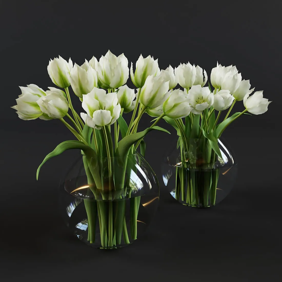 decoration – White and green tulips 3D Model decoration – White and green tulips 3D Model