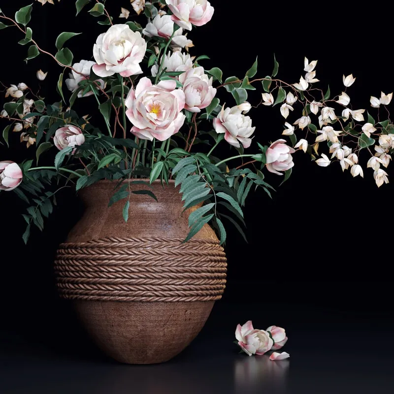 decoration – White bouquet decorative set 3D Model