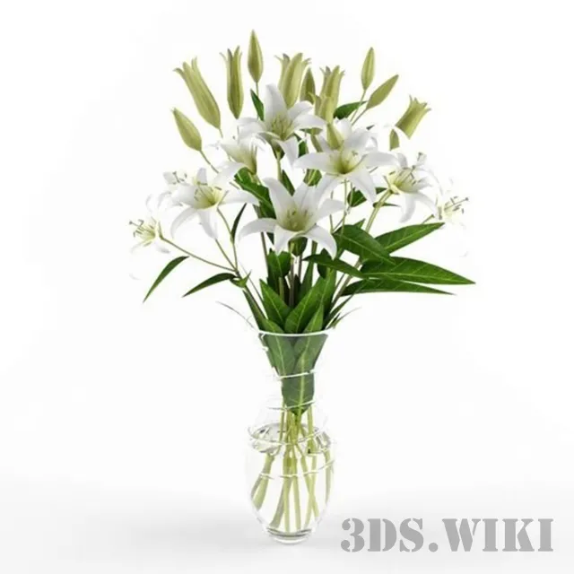 decoration – White lilys bouquet 3D Model decoration – White lilys bouquet 3D Model