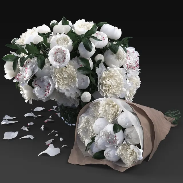 decoration – White Peonies 3D Model decoration – White Peonies 3D Model