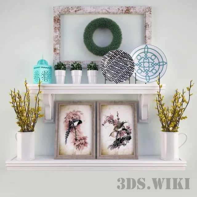decoration – White shelves 3D Model