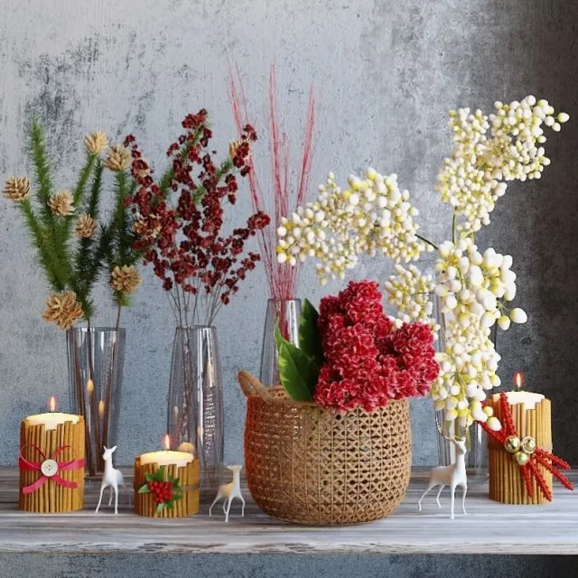 decoration – Winter flowers set 3D Model decoration – Winter flowers set 3D Model