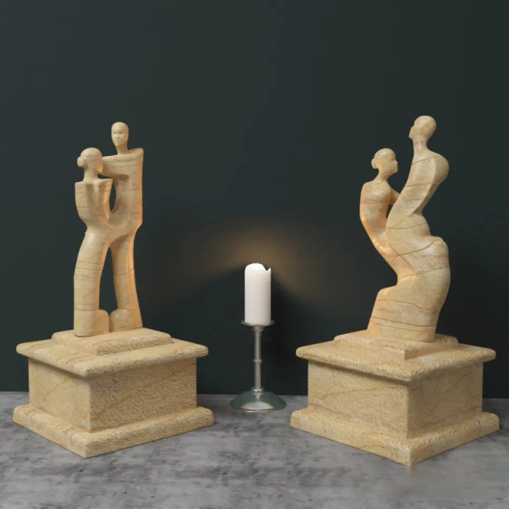 decoration – Wooden figurines of couples 3D Model