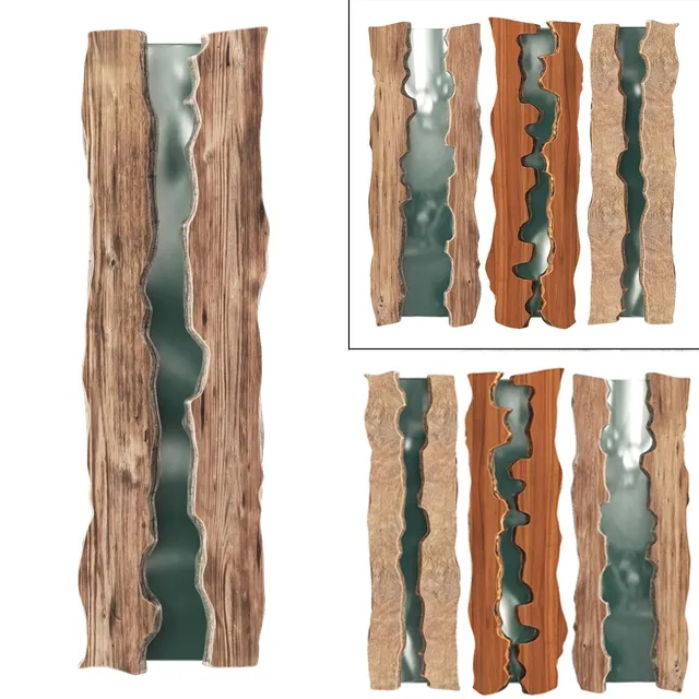decoration – Wooden slabs with glass 3D Model