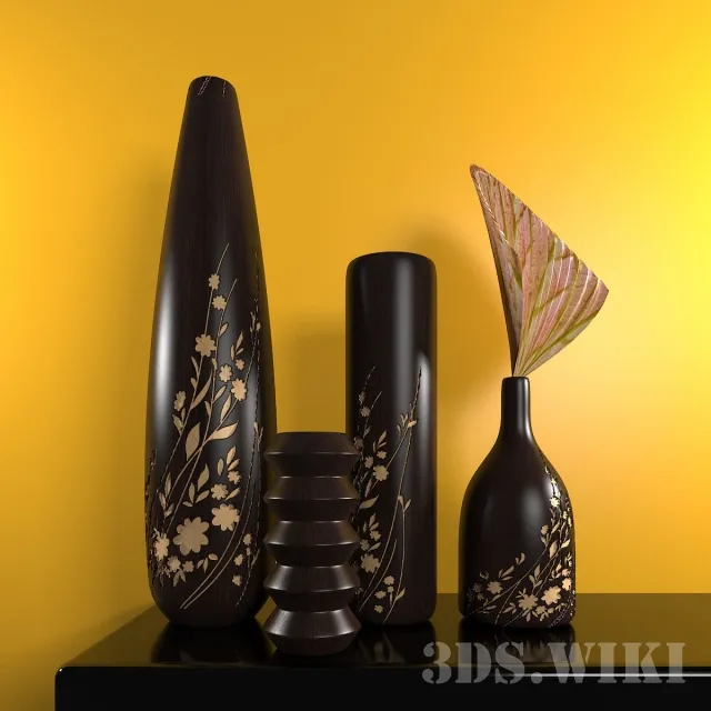 decoration – wooden vases 3D Model