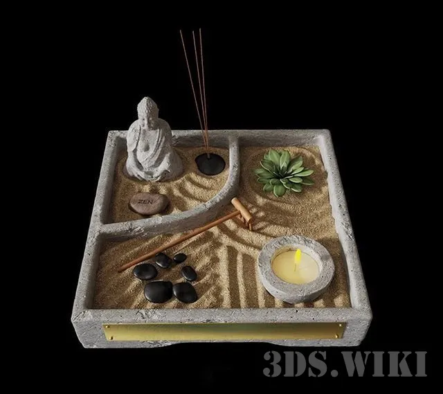 decoration – Zen table garden 3D Model