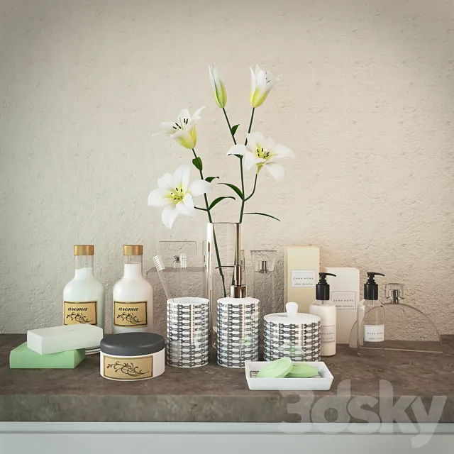 Decorative Bathroom Set 3D Model Decorative Bathroom Set 3D Model