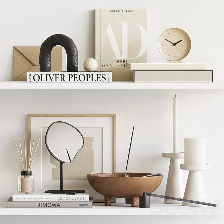 Decorative beige set 3D Model