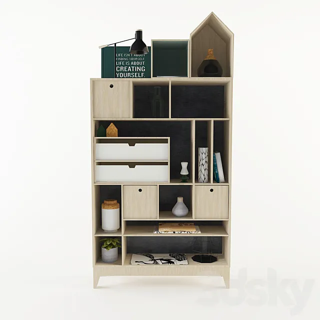 Decorative bookcase 3D Model