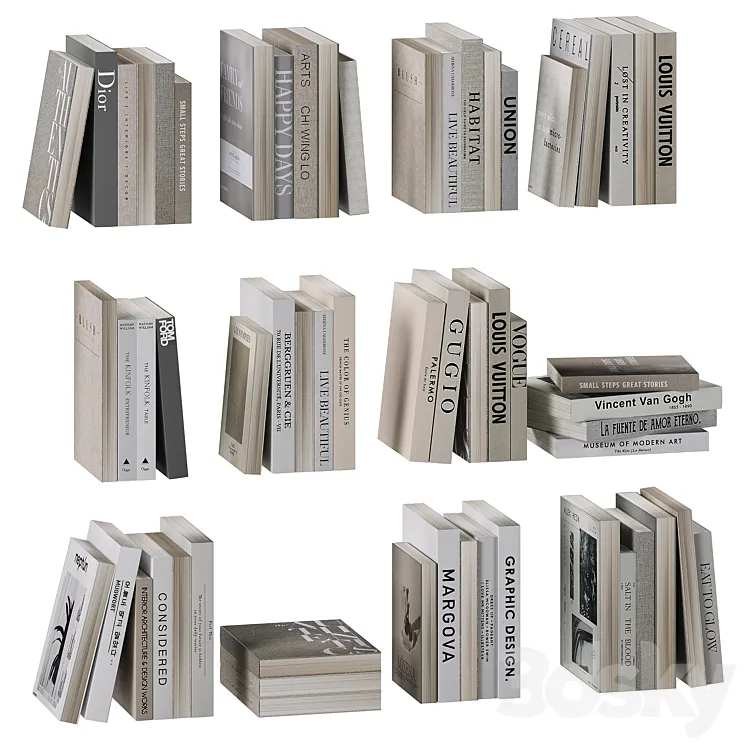 Decorative books 3D Model Free Download