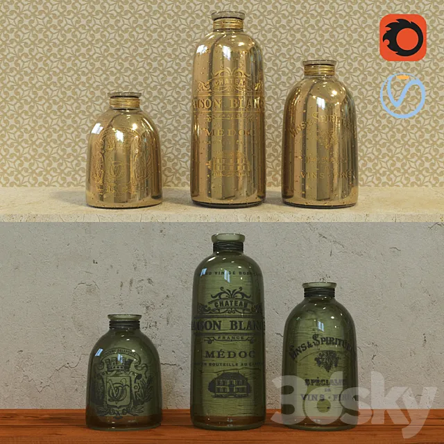 Decorative bottles 3D Model Decorative bottles 3D Model