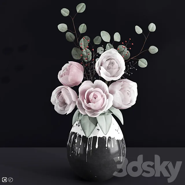 Decorative Bouquet With Peonies 3DModel Decorative Bouquet With Peonies 3DModel