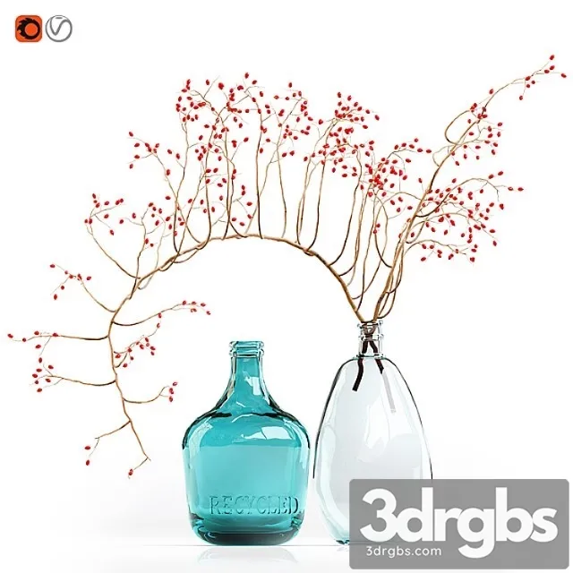 Decorative Branch With Red Berries In A Glass Vase 3D Model Download Decorative Branch With Red Berries In A Glass Vase 3D Model Download