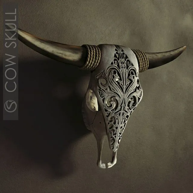 Decorative carved skull of a cow 3D Model Decorative carved skull of a cow 3D Model