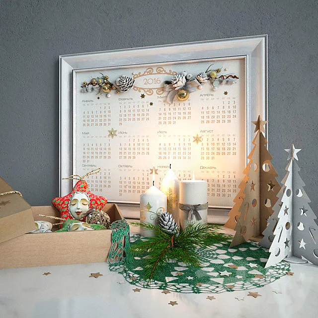 Decorative Christmas set 3D Model Decorative Christmas set 3D Model