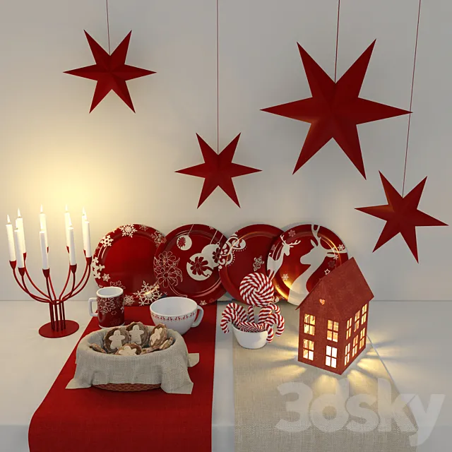 Decorative Christmas set 3DModel Decorative Christmas set 3DModel