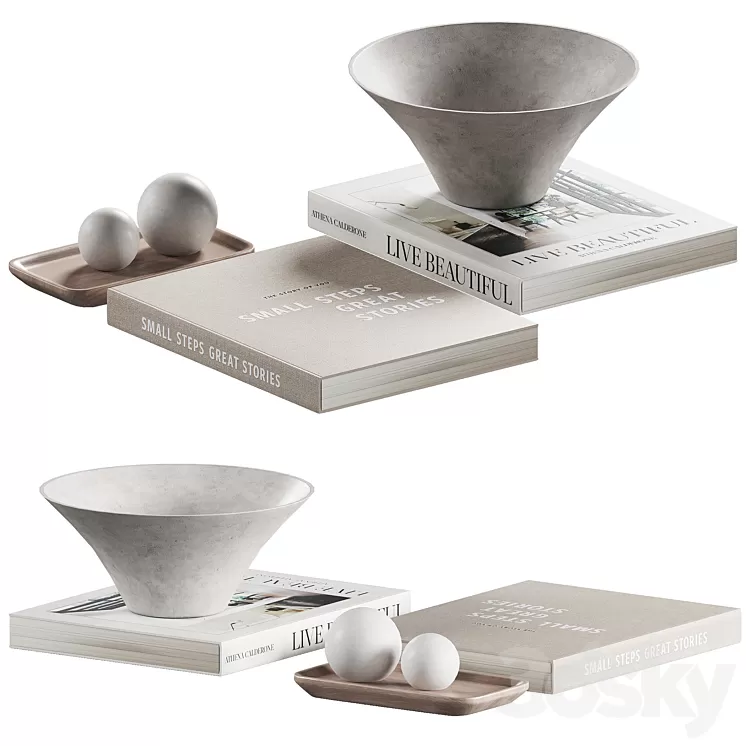 Decorative coffee table set 21 3D Model Free Download