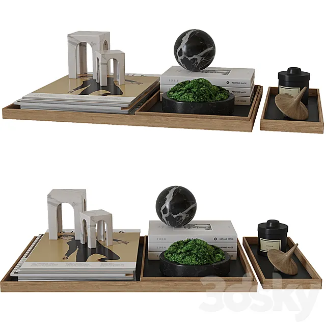 Decorative coffee table set 3 3DModel