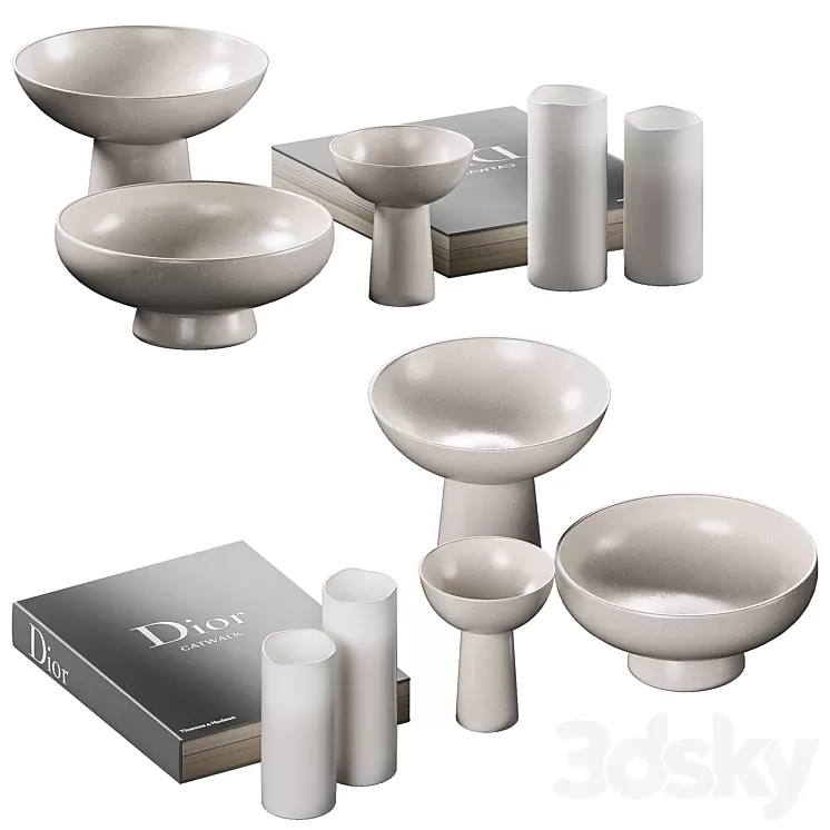 Decorative coffee table set 32 3D Model Free Download