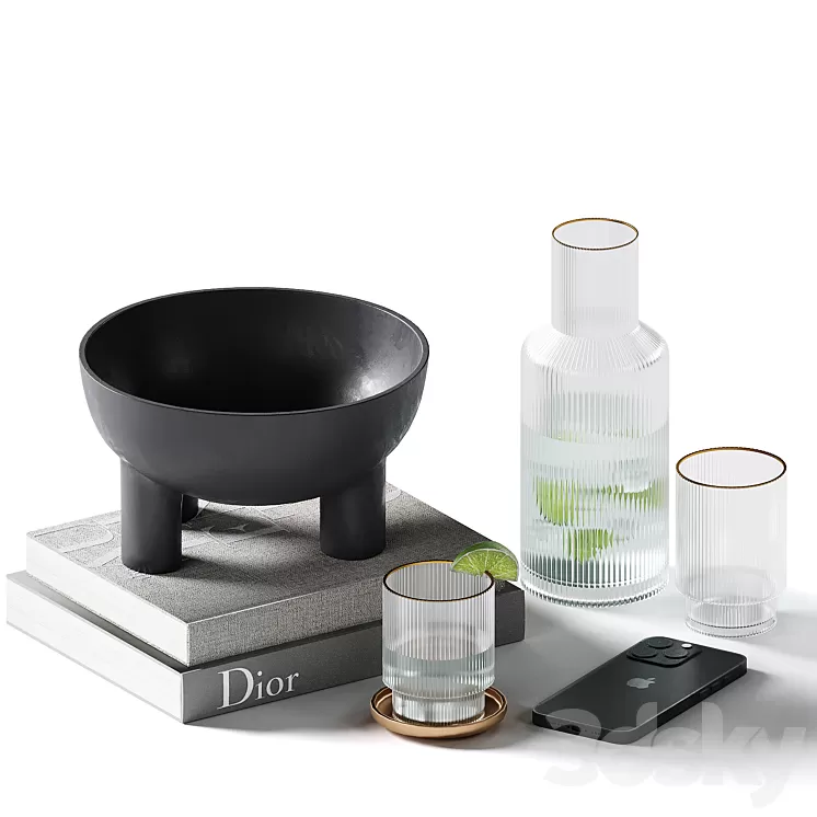 Decorative coffee table set 34 3D Model Free Download