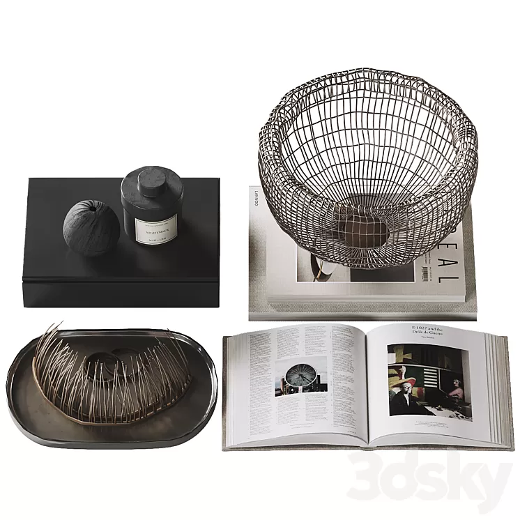 Decorative coffee table set 38 3D Model Free Download