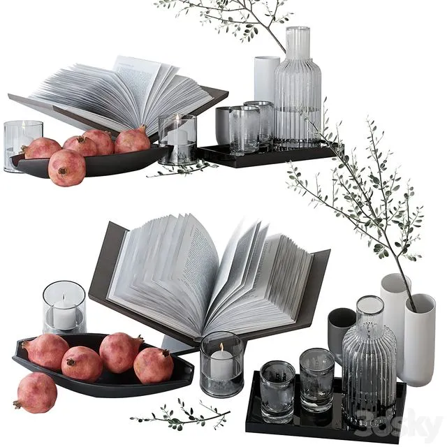 Decorative coffee table set 3D Model Decorative coffee table set 3D Model