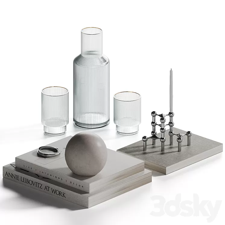 Decorative coffee table set 9 3D Model