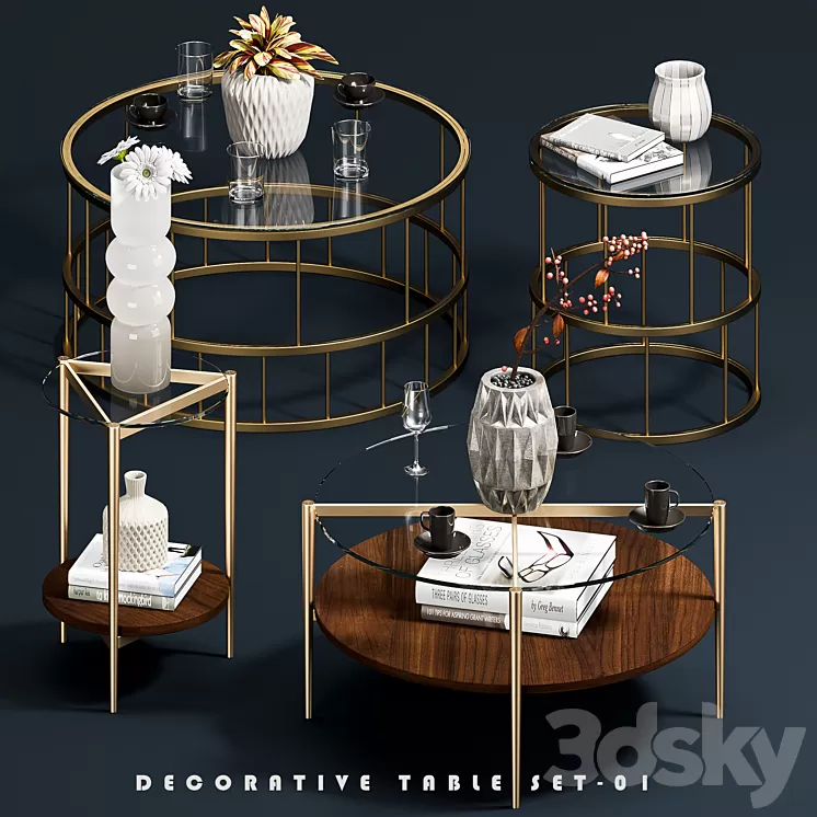 Decorative Coffee Tables Set 01 3D Model