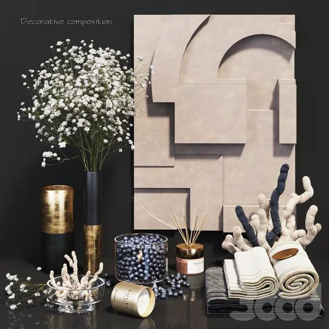 Decorative composition – wildflowers 3D Model