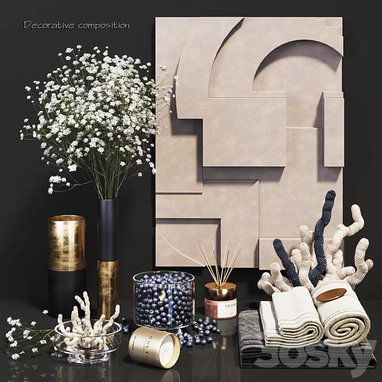 Decorative composition – wildflowers 3D Model