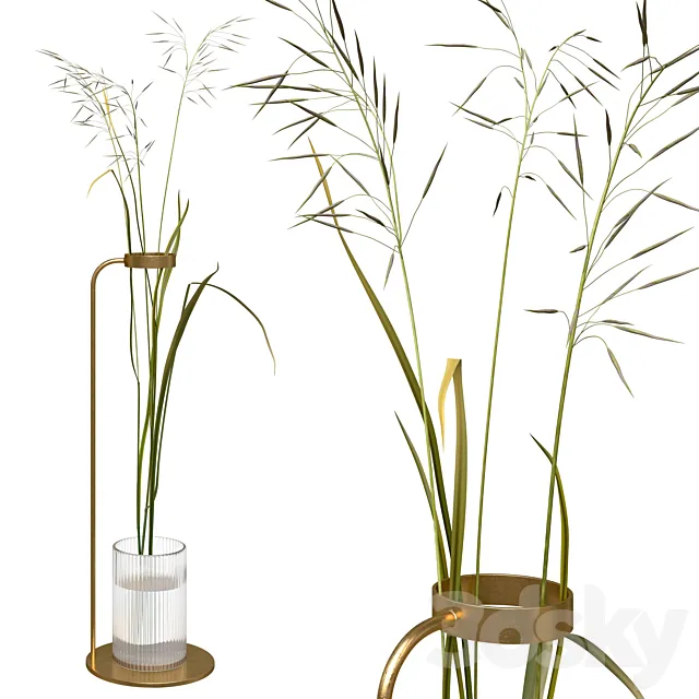 Decorative composition with field grass 3DModel Decorative composition with field grass 3DModel