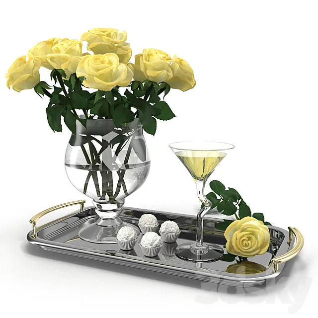 decorative composition with roses 3DModel decorative composition with roses 3DModel