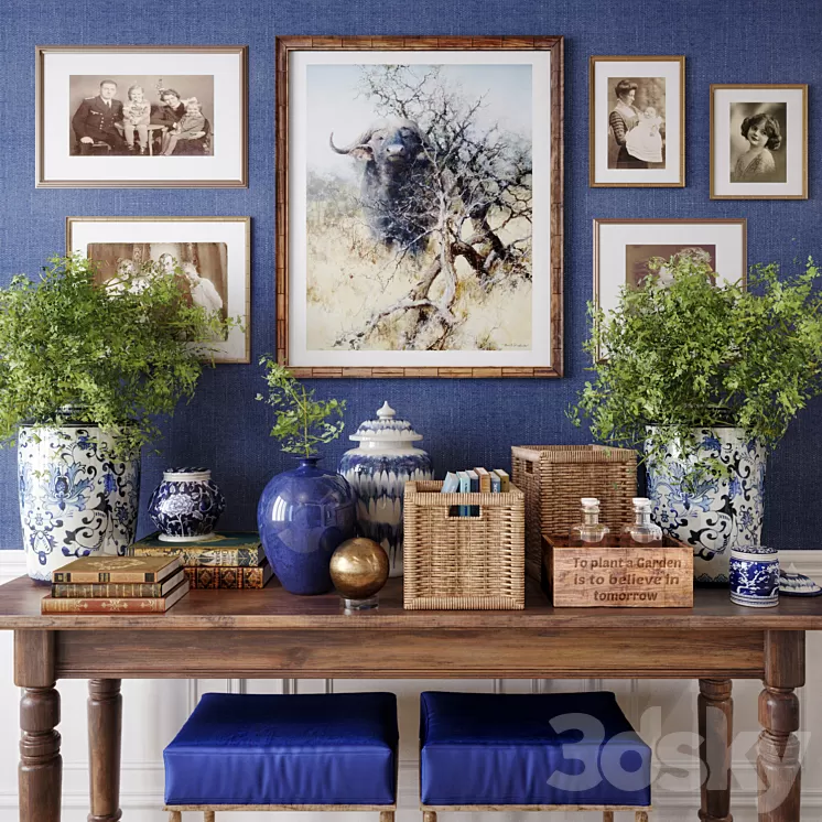 Decorative console set Chinese 3D Model