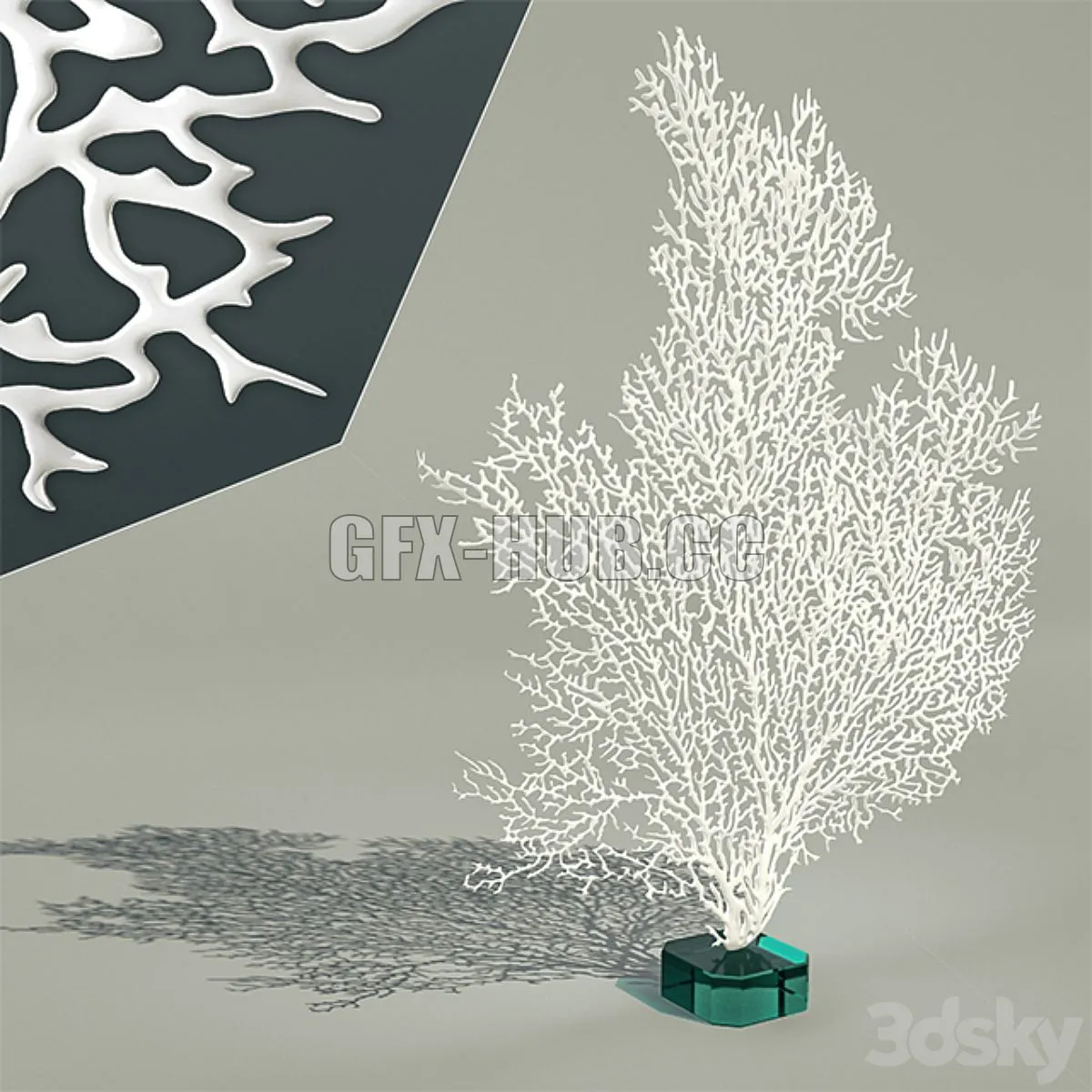 Decorative coral on a glass base 3D Model Decorative coral on a glass base 3D Model
