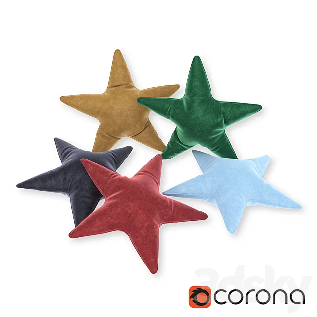 Decorative cushions-stars 3DModel Decorative cushions-stars 3DModel